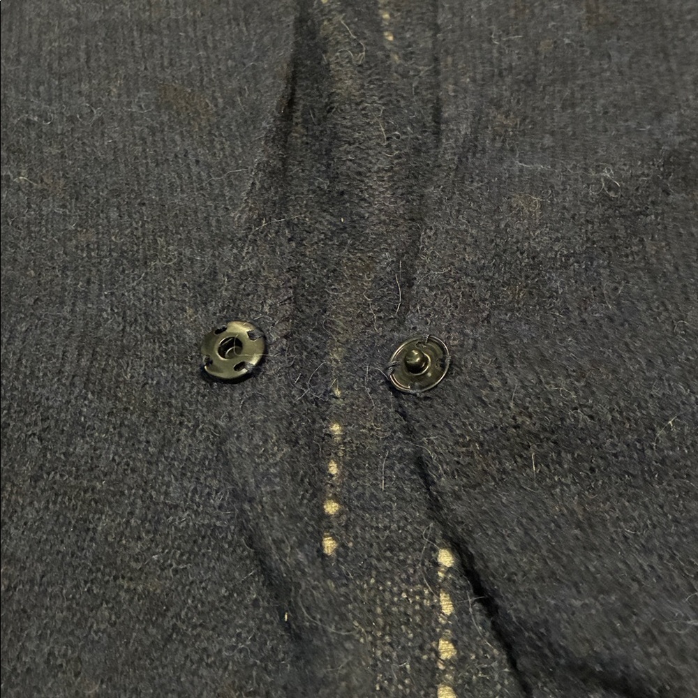Anthropologie Moth Navy Blue Hooded Cardigan Sweater Single Snap Alpaca blend S - Picture 9 of 13